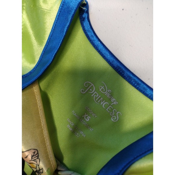 Disney Princess Mulan Nightgown Girls Size XS Green Yellow Glitter Sleep Dress - Picture 3 of 4